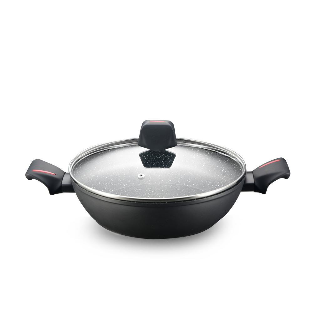 Royalty Line RL-FSC24: 24cm Die-Cast Greblon Mable Deep Frying Pan - 3L
