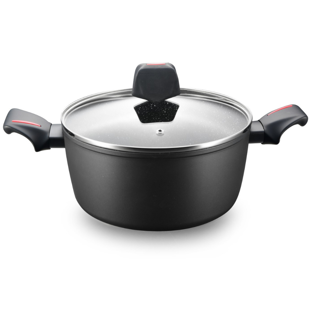 Royalty Line RL-FTN28 : casserole en aluminium moulé, revêtement Greblon effet marbre - 6 l