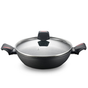 Royalty Line RL-FSC28: 28 cm gietijzeren Greblon Mable diepe koekenpan - 4,5 l