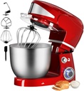 Royalty Line RL-PKM1600 : robot pâtissier 1600 W, 6 vitesses, bol inox 6 L - rouge