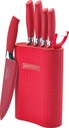 Royalty Line RL-6MSTR : set de 7 couteaux antiadhésifs avec bloc - rouge