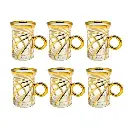 Eisenbach EB-6DTC250: 6 Demitasse Espresso Coffee Gold Accent Glass Cup