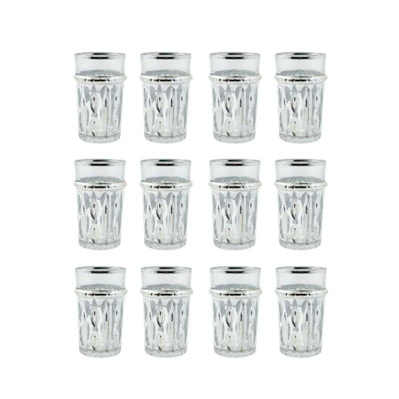 Eisenbach EB-GLS12S: 12-Pieces Tea Glasses with Silver Accent