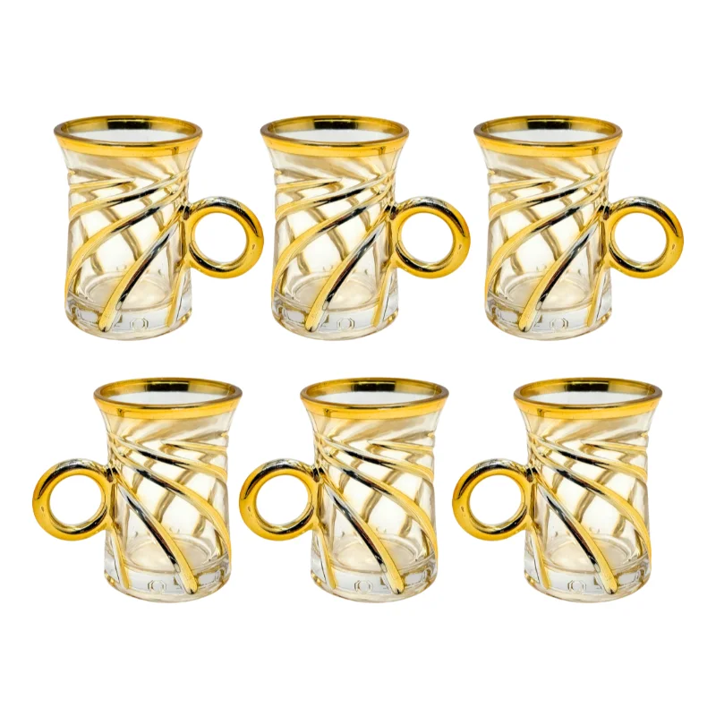 Eisenbach EB-2796DD: 6 Demitasse Espresso Coffee Gold Accent Glass Cup