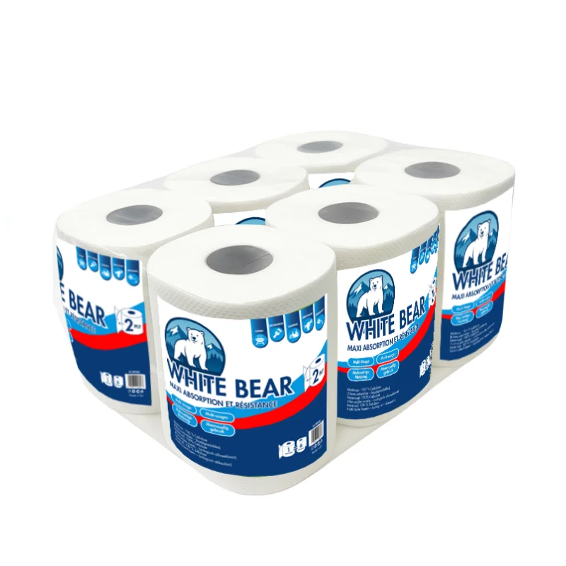 [ET-2P250] WhiteBear ET-2P250: Pack of 6 Unscented 2-Ply Biodegradable Multi-Purpose Cellulose Paper Towel Roll