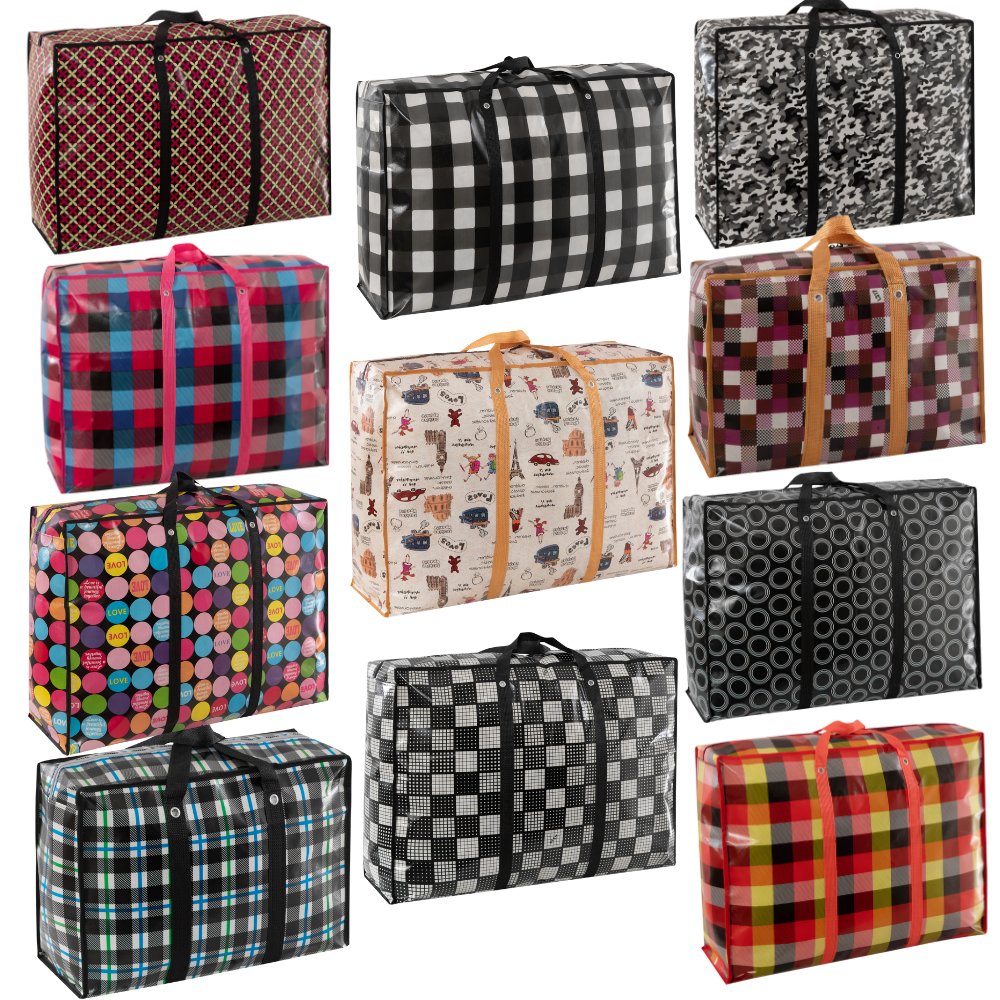 Comfy Nest CN-02577: 10-Piece Bundle Oversized Non-Woven Grocery and Shopping Bags with Reinforced Handle and Zipper – 90cm x 60cm x 30cm