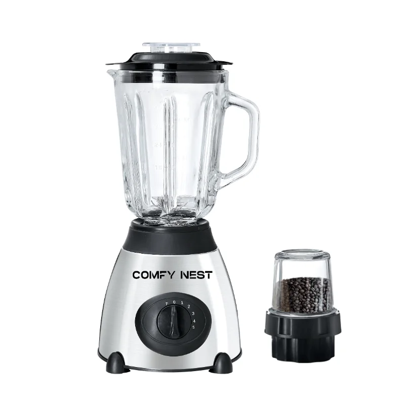 Comfy Nest CN-BLG15P: 2-in-1 Glass Blender and Grinder - 5 Speed + Pulse Function