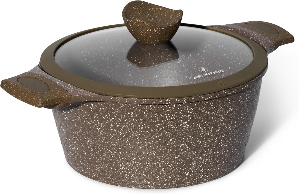Just Perfecto JL-33 : cocotte 24 cm avec couvercle, finition granit brune