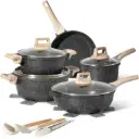 Just Perfecto JL-778: 14 Pieces Granite Cookware Set - Black