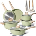 Just Perfecto JL-787: 15-teiliges Granit-Kochgeschirr-Set – Grün