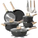 [JL-789] Just Perfecto JL-789: 15 Pieces Granite Cookware Set - Black