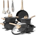 Just Perfecto JL-889: 14 Pieces Granite Cookware Set - Black