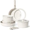 Just Perfecto JL-999: 11 Pieces Granite Cookware Set with Removable Handle - Biege