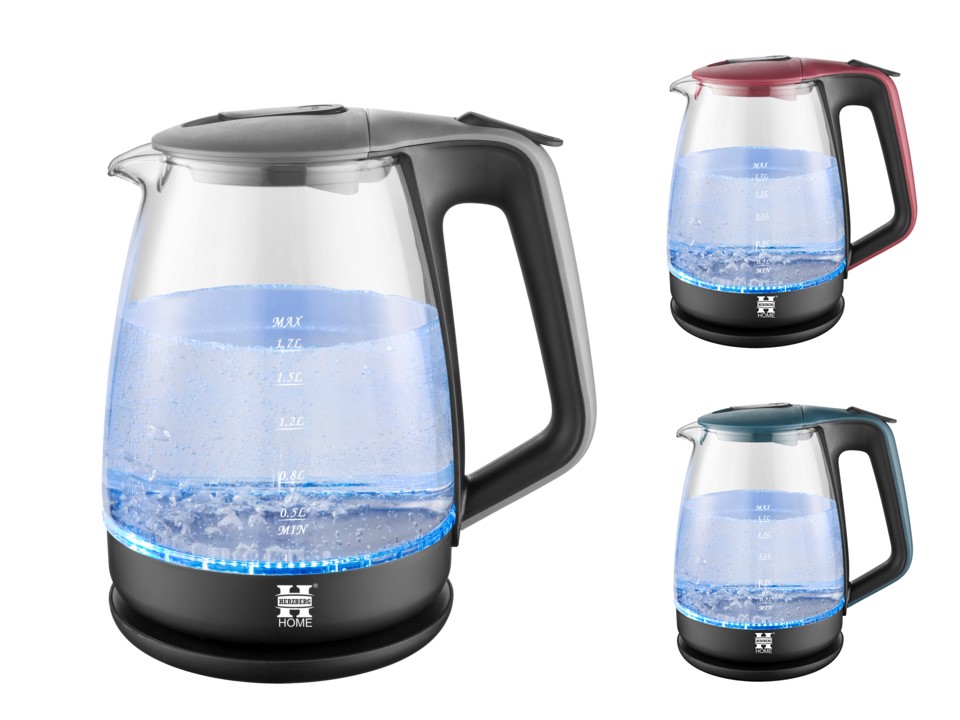 Herzberg HG-5054; Electric kettle with glass 1.7L