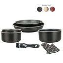 Herzberg HG-8053: 7-Pieces Marble-Coated Cookware Set with Removable Handle