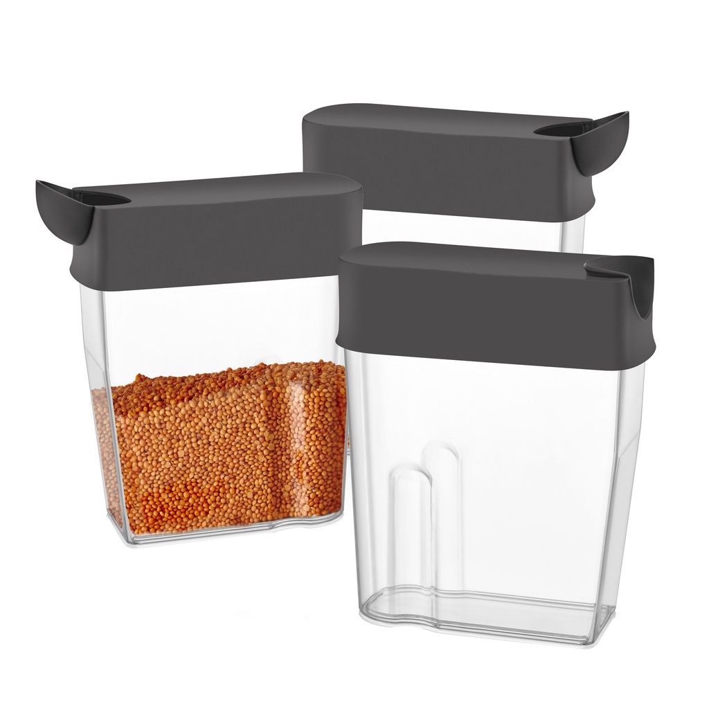 Herzberg HG-L786: 3 Pieces Floopy Cereal Dry Food Saver Storage Container Set with Pouring Spout