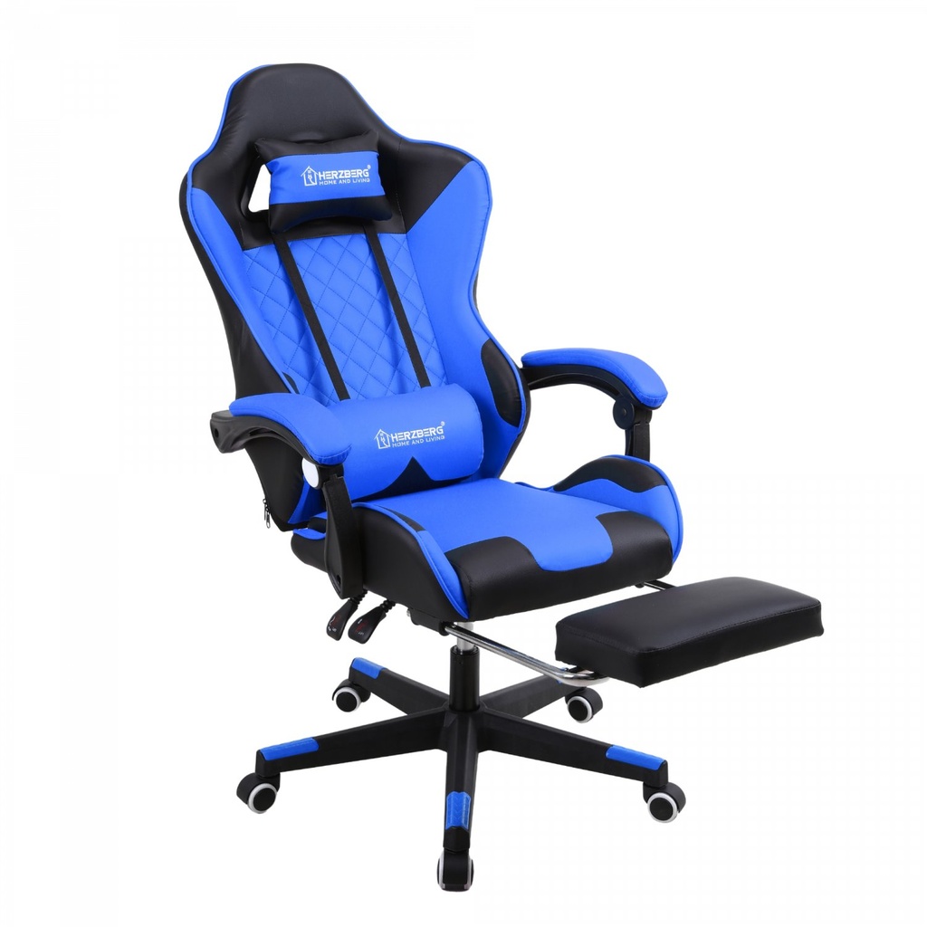 Chaise gaming et de bureau Herzberg avec repose-pieds rétractable