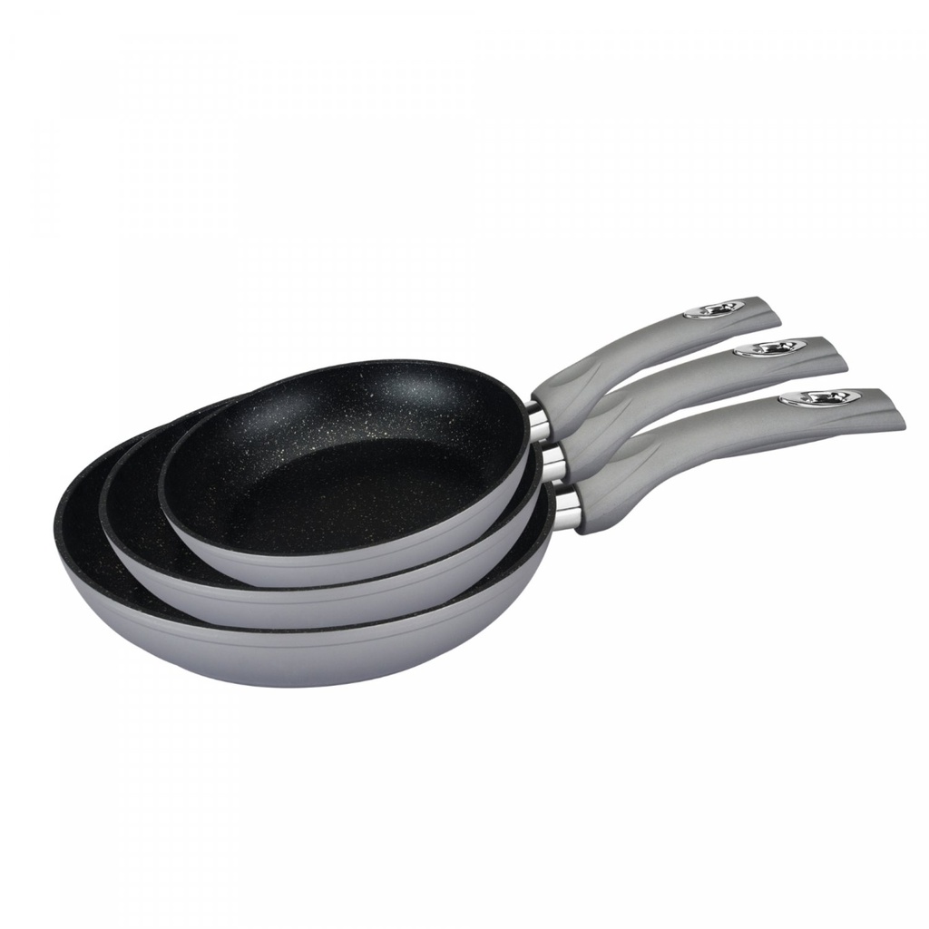 Royalty Line RL-FM3F: Marble Coating Forged Aluminum 3 Pieces Fry Pan Set
