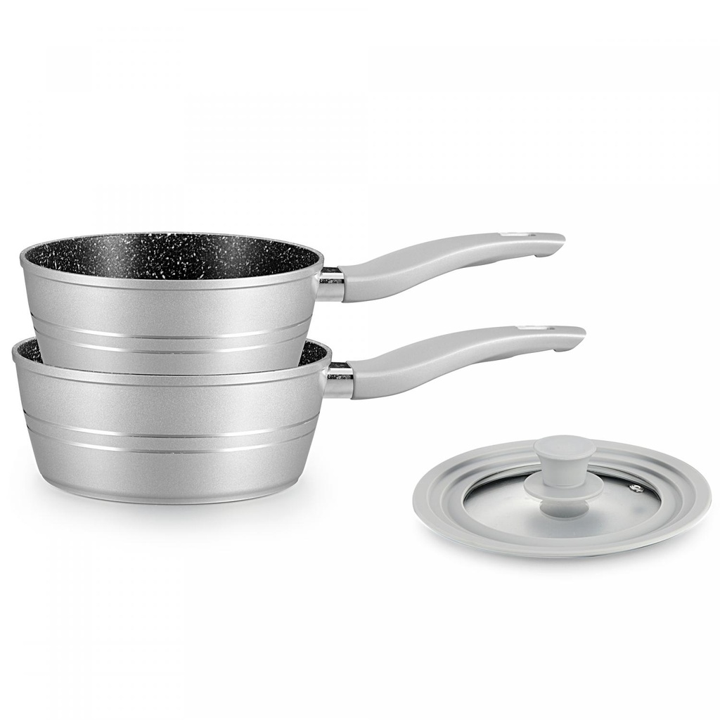 Royalty Line RL-FS2M: 3 Pieces Saucepan Set with Marble Coating