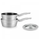 Royalty Line RL-FS2M: 3 Pieces Saucepan Set with Marble Coating