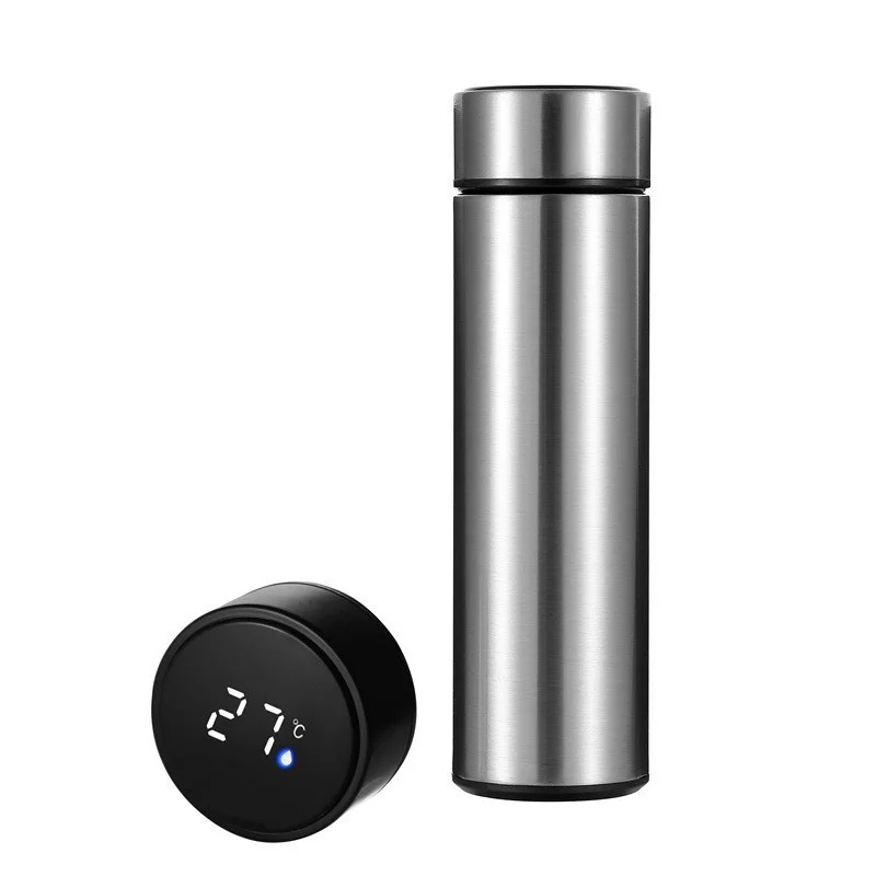 Herzberg Thermo-Vakuumflasche aus Edelstahl mit intelligenter Temperaturanzeige – 500 ml