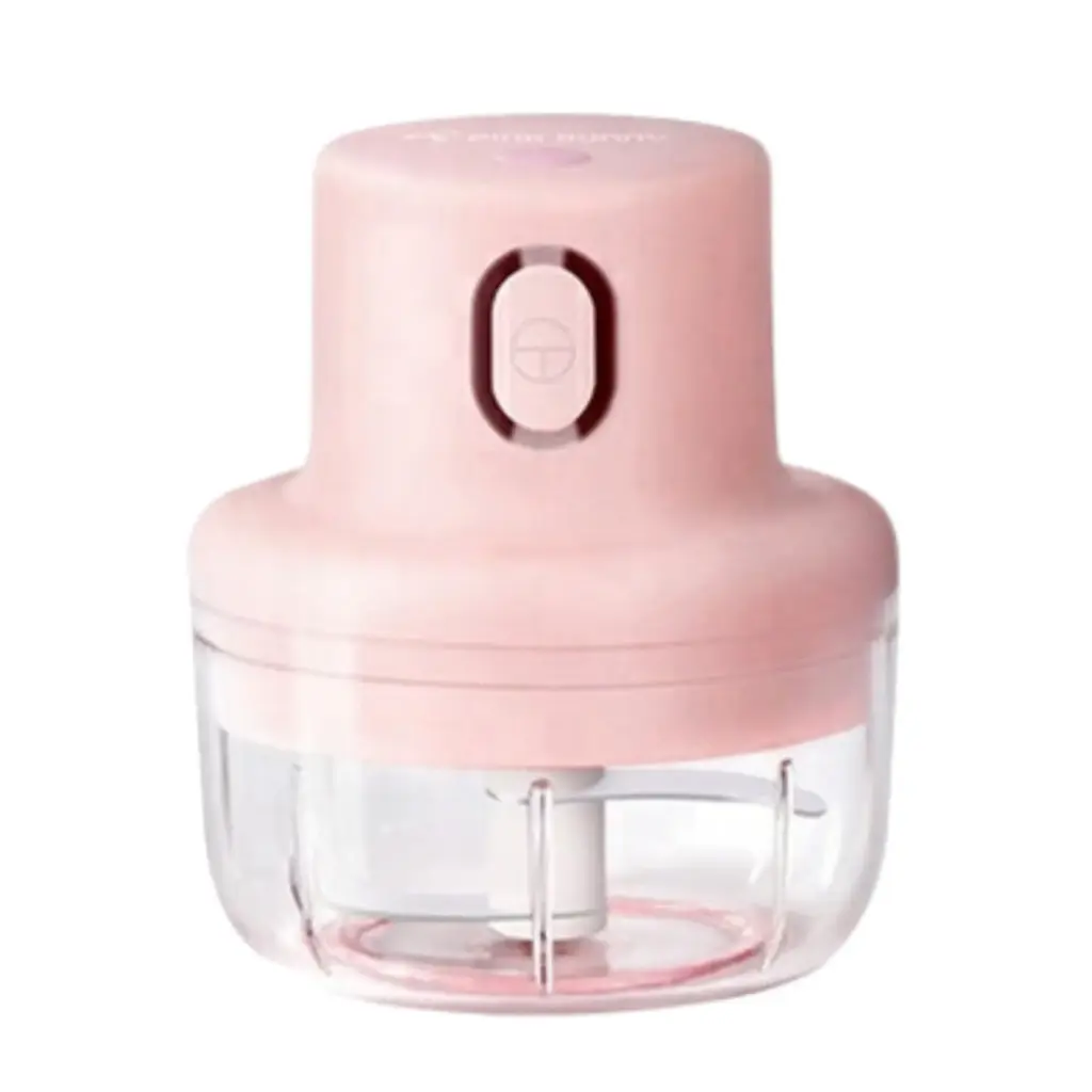 Herzberg HG-03183: Portable Cordless Electric Food Chopper 100ml – 45W Rechargeable Mini Grinder, Stainless Steel Blade - Pink