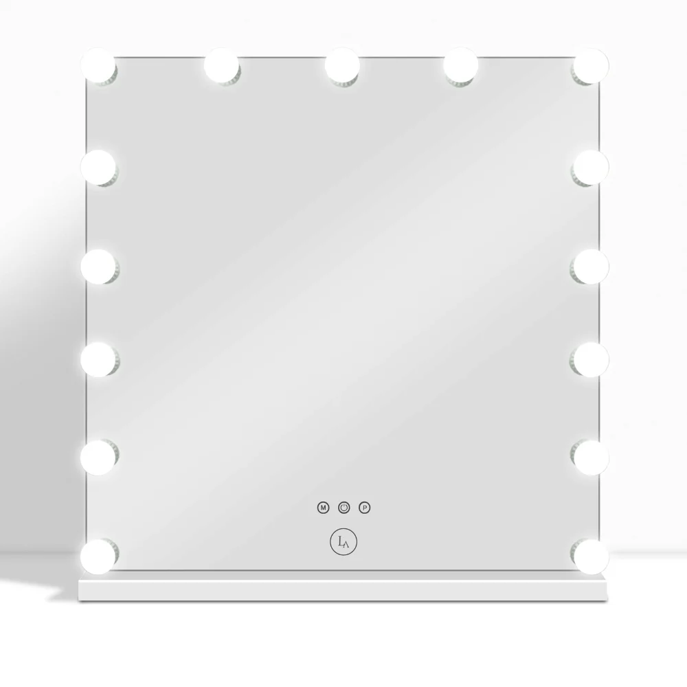 Lux Vanity LV-2669 : miroir de maquillage Hollywood carré avec 15 ampoules LED réglables - 100 x100cm