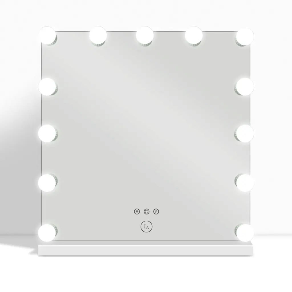 Lux Vanity LV-2676 : miroir de maquillage carré Hollywood avec 13 ampoules LED réglables, 80 x 80 cm