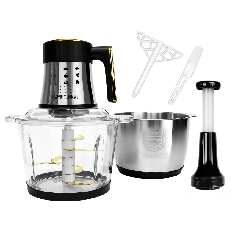 Comfy Nest CN-FP2X3: 200W 3-in-1 Dual Multi-functional Food Processor and Egg Beater/ Mixer - 3L+3L 