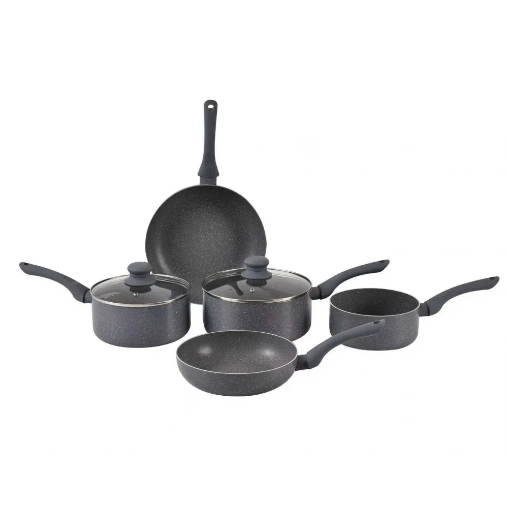Herzberg HG-1020: 7-Piece Press Aluminum Non-Stick Stone Coated Cookware Set
