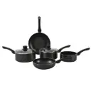 Herzberg HG-1020: 7-teiliges Kochgeschirr-Set aus gepresstem Aluminium mit Antihaftbeschichtung und Steinoptik