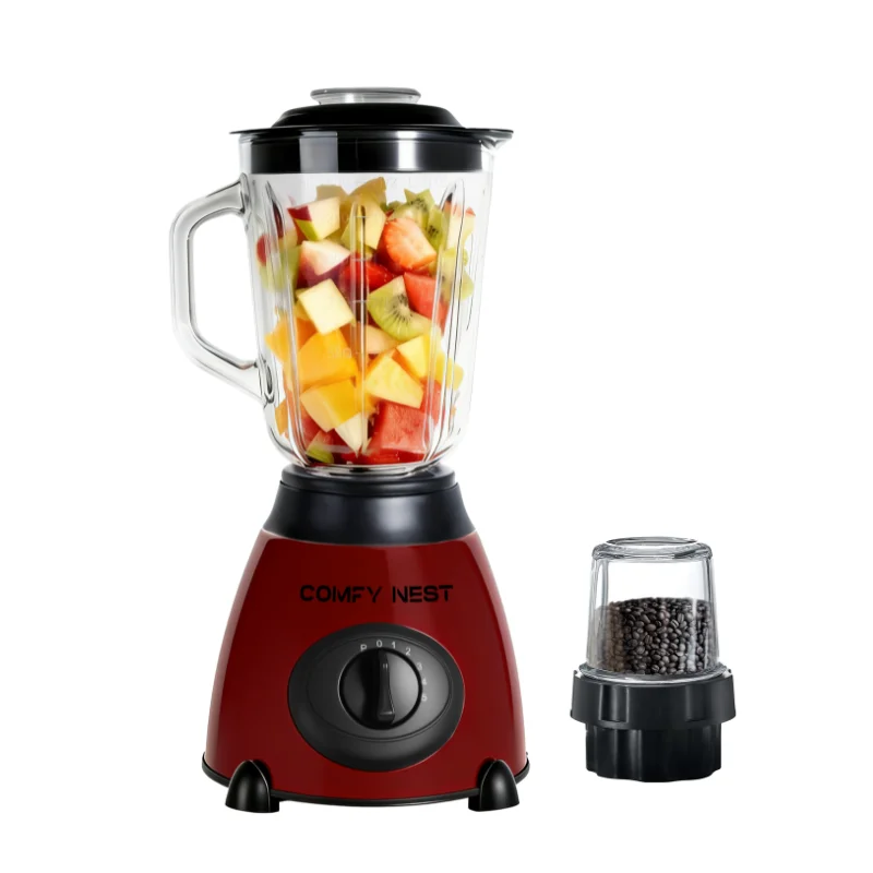 Comfy Nest CN-BLG15RED: Szklany blender i młynek 2w1 o mocy 800 W z funkcją pulsacji - czerwony