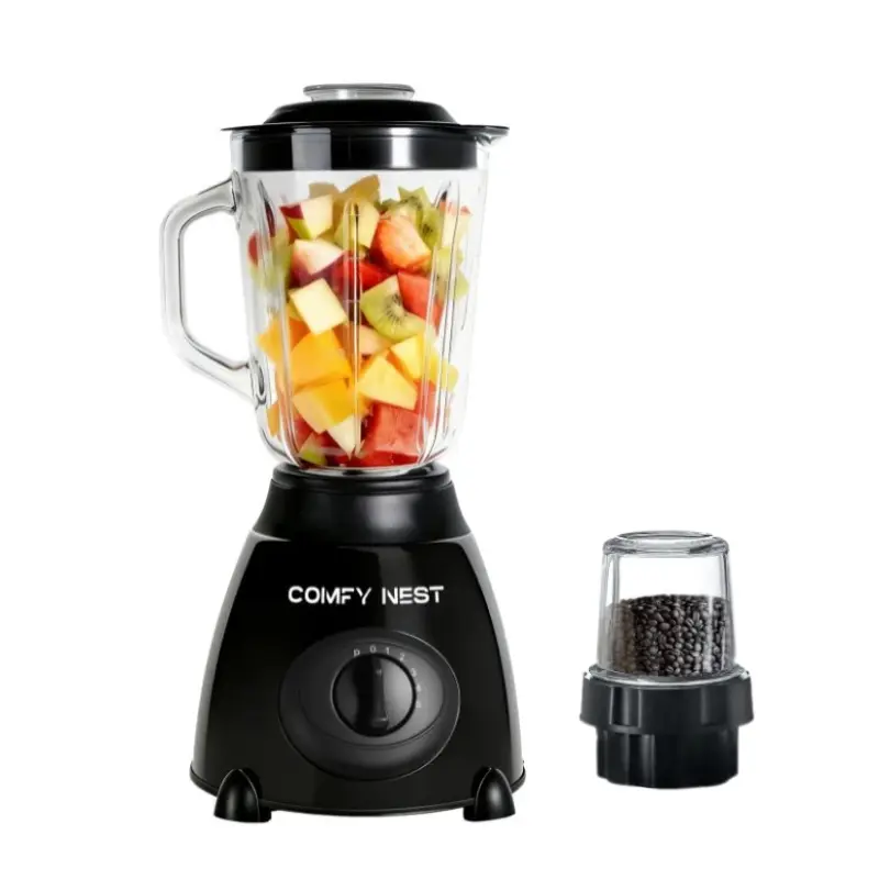 Comfy Nest CN-BLG15BLK: 800 W 2-in-1 glazen blender en molen met pulsfunctie - zwart