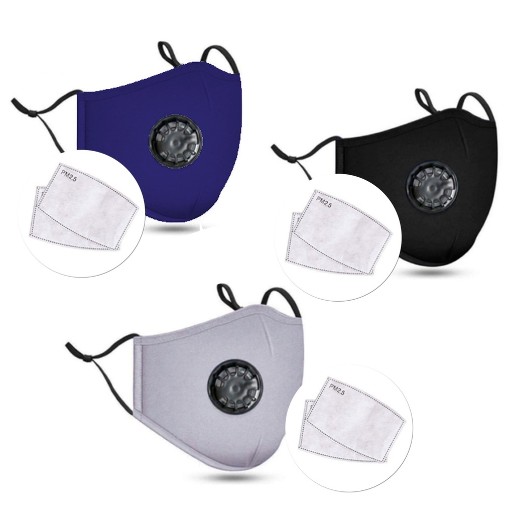 PM2.5M: Wasbare katoenen masker met 2 actieve-koolstoffilters
