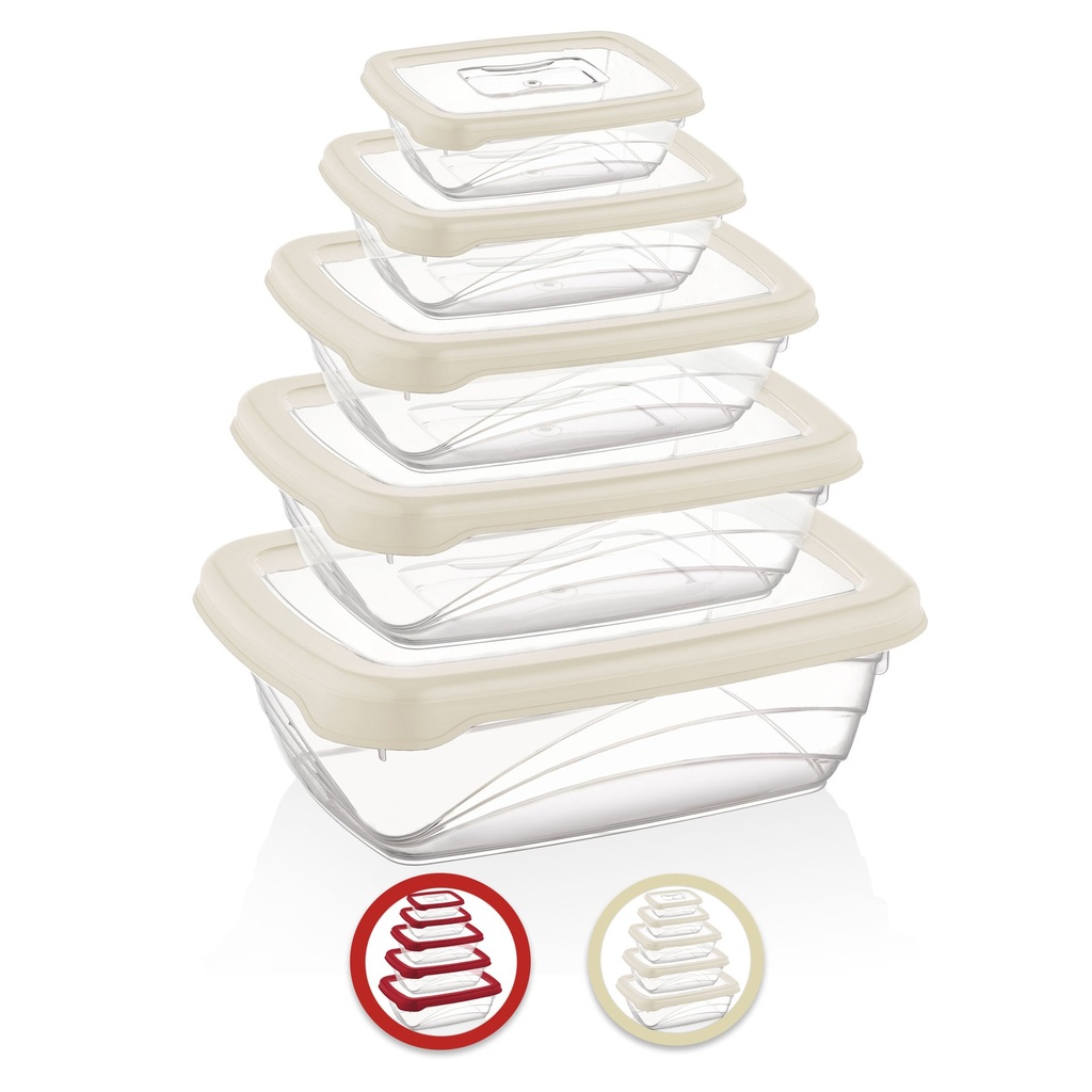 Herzberg HG-L763 : Ensemble de boîtes de conservation des aliments Bio Saver sans BPA, 5 pièces