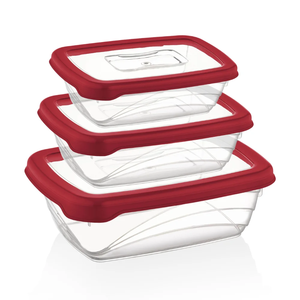 Herzberg HG-L764: 3-Piece BPA-Free Bio Saver Food Storage Box Set