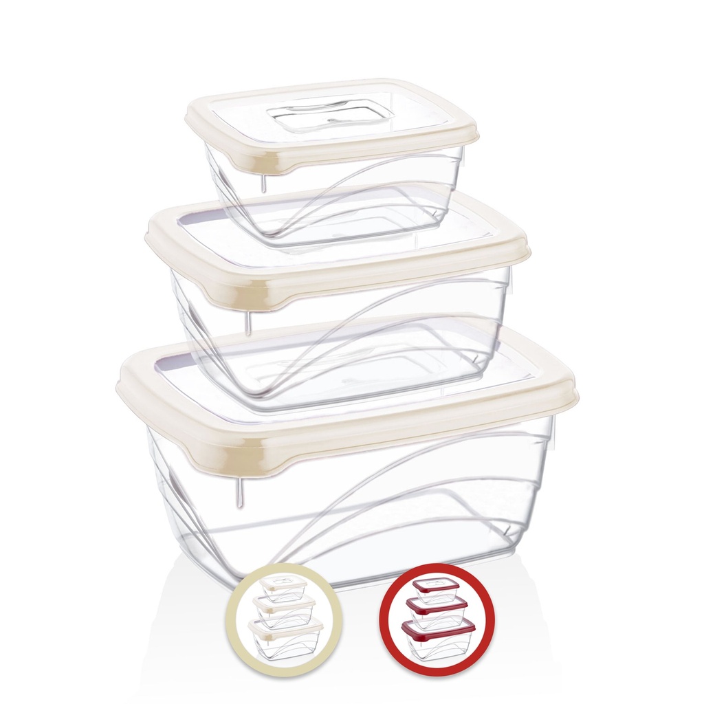 Herzberg HG-L771: 3-teiliges extra BPA-freies, tiefes Bio-Saver-Aufbewahrungsbox-Set für Lebensmittel