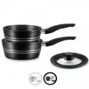 Royalty Line RL-FS2M: 3 Pieces Saucepan Set with Marble Coating