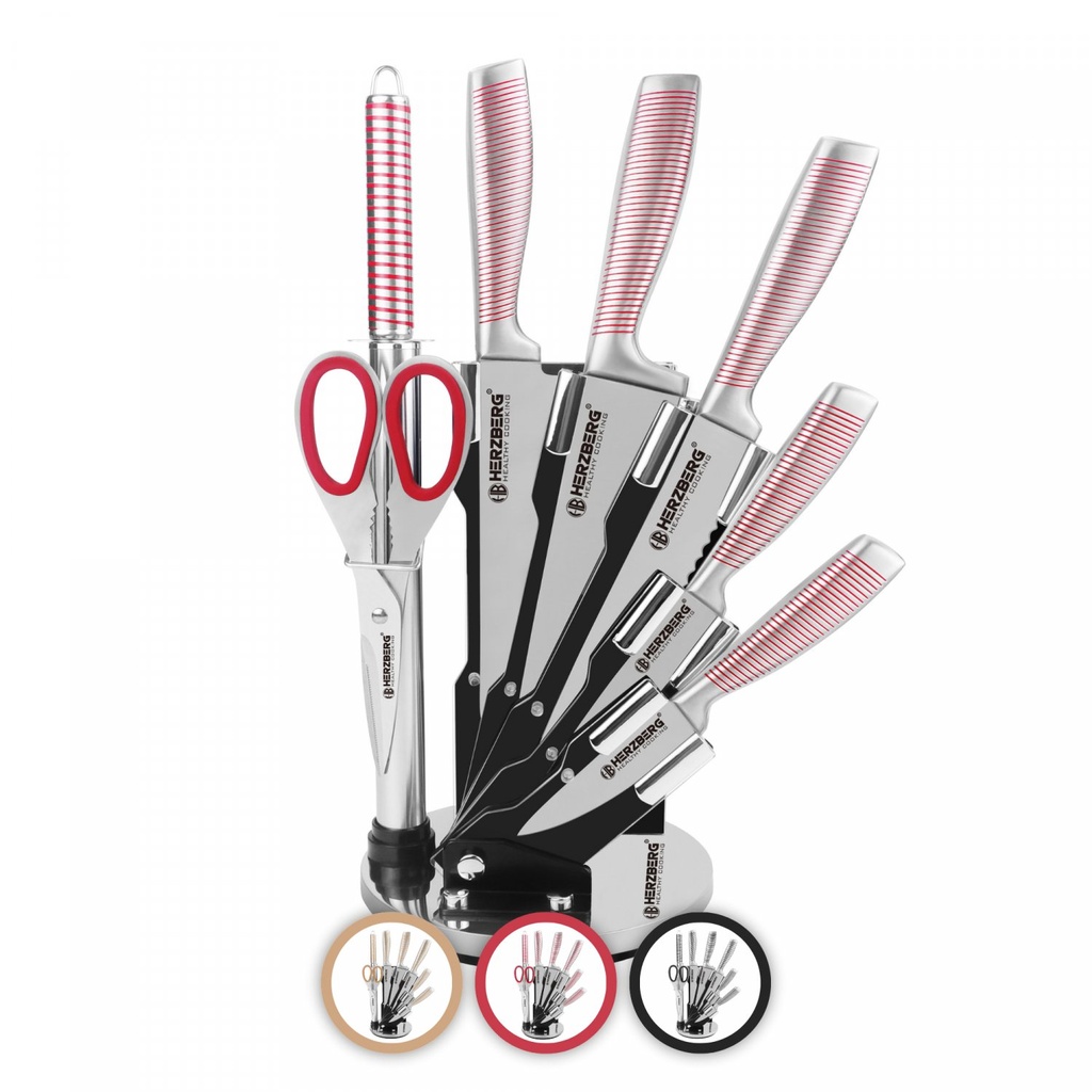 Herzberg HG-SKN8: 8 Pieces Stainless Steel with Acrylic Stand