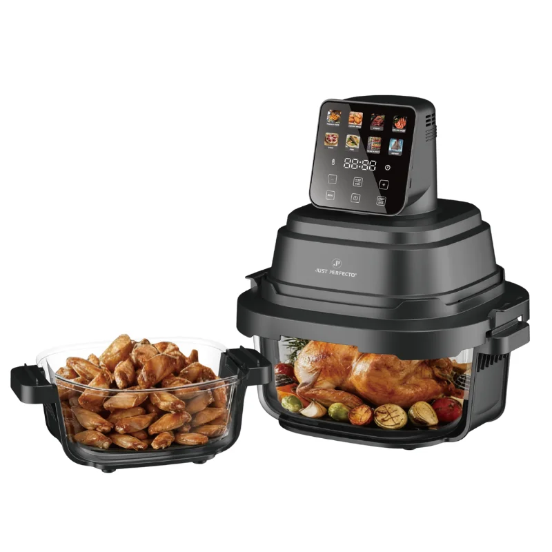Just Perfecto JP-AF4GL: Freidora de aire portátil de vidrio - 1,5 L + 4 L