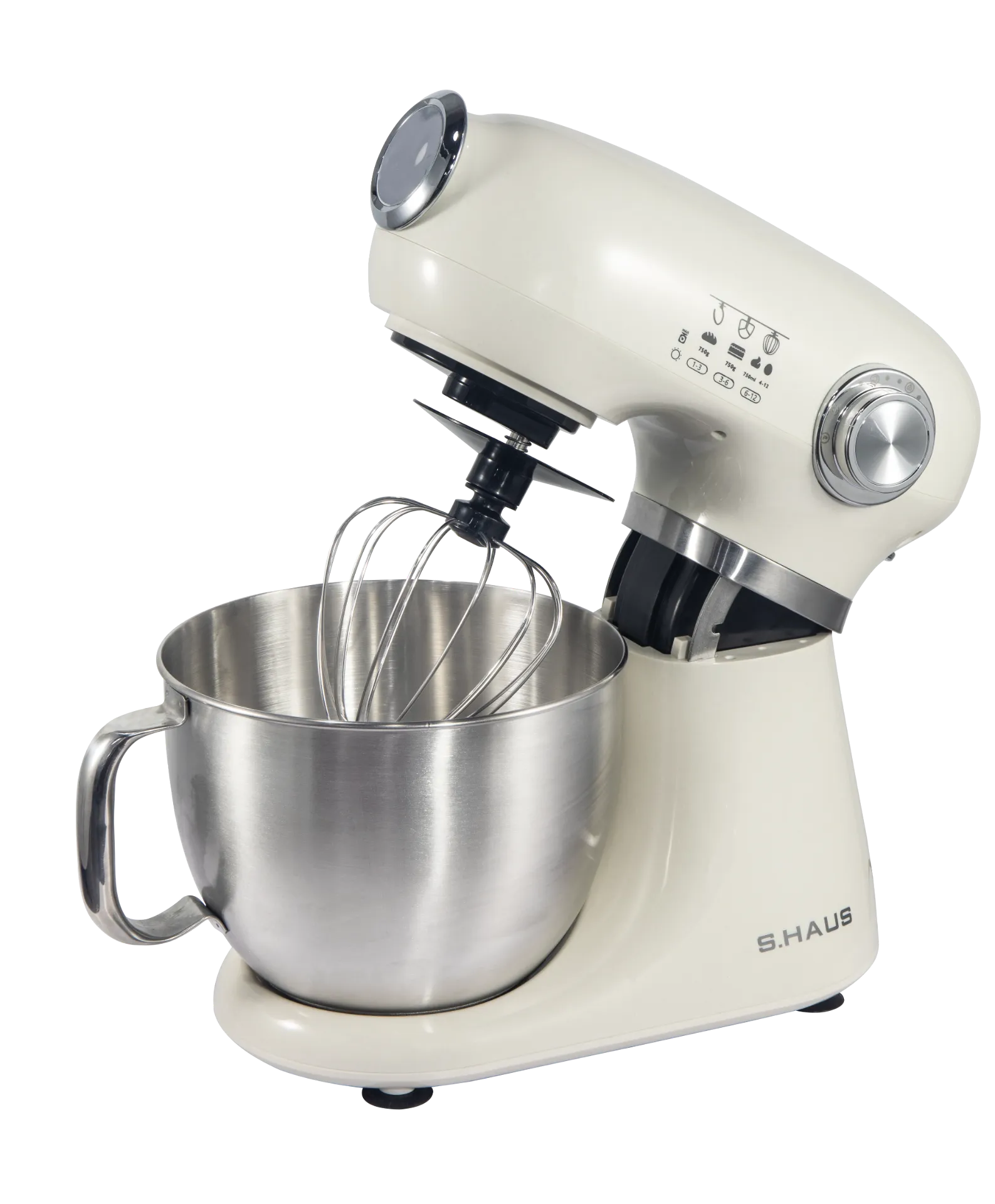 Swiss Haus SH-KM2005: Batidora de pie multiusos de gran capacidad, 5 litros, 12 velocidades, 1000 W, color crema