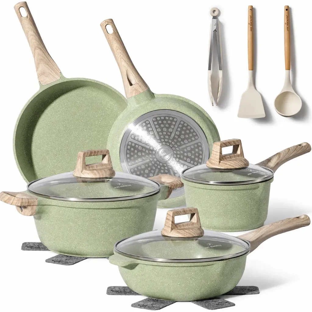 Just Perfecto JL-33SET: 13-teiliges Kochgeschirrset mit Granitbeschichtung – Grün