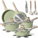 Just Perfecto JL-33SET: 13 Pieces Granite Coated Cookware Set - Green