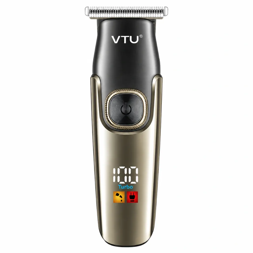 VTU VT-8003: Professional Rechargeable Hair Trimmer with LCD Display & Precision T-Blade