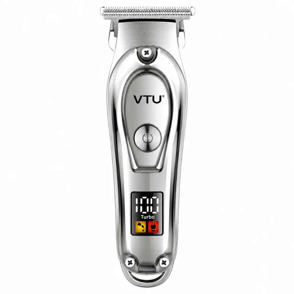 VTU VT-8010: Professional Rechargeable Hair Trimmer with Precision T-Blade, LCD Display & Type-C Charging