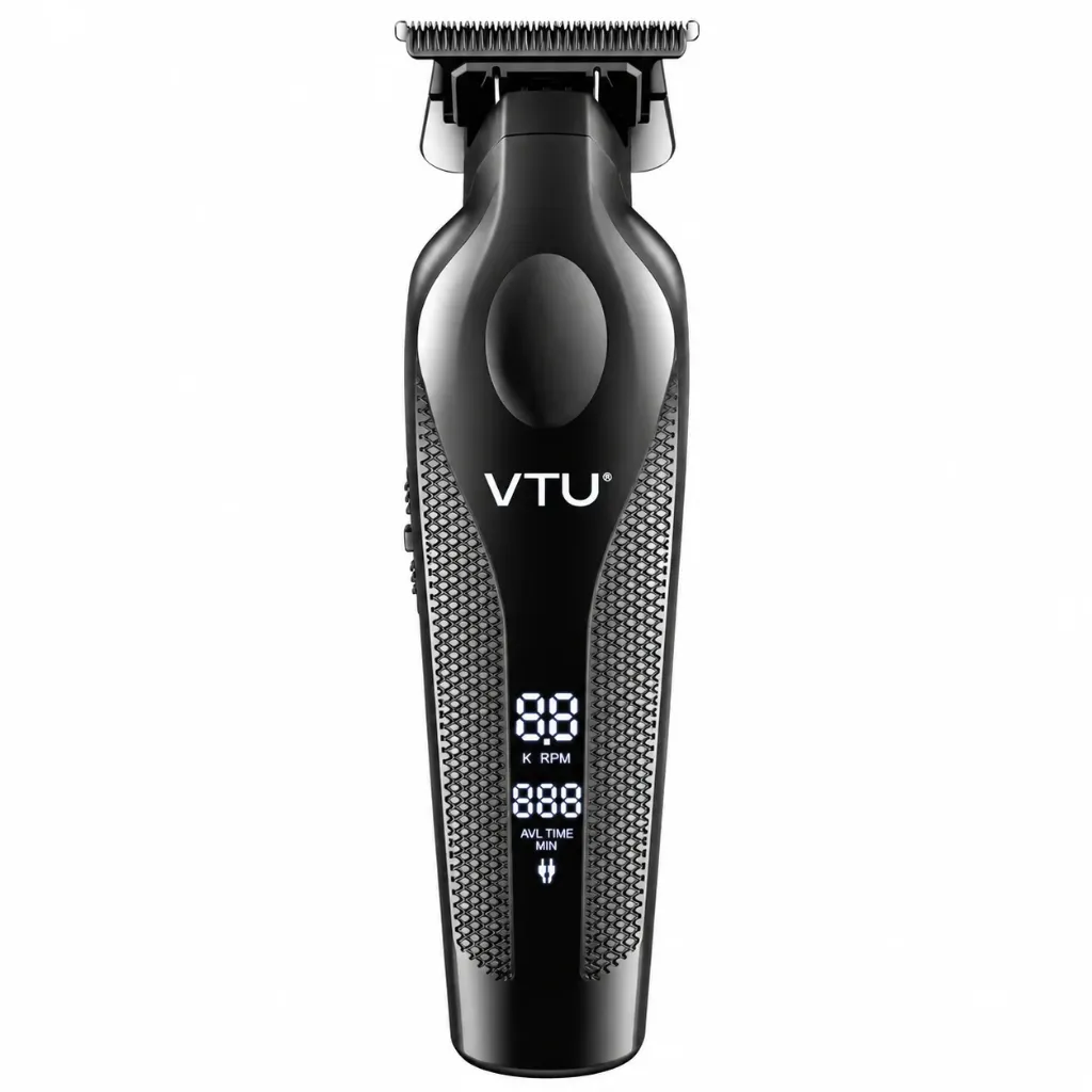 VTU VT-8015: Professional Rechargeable Hair Trimmer – Ceramic Blade, LCD Display, 270 Min Runtime & 4 Guide Combs